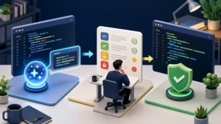 生成AIのコード提案を人がレビューしテストする開発フローのイメージ